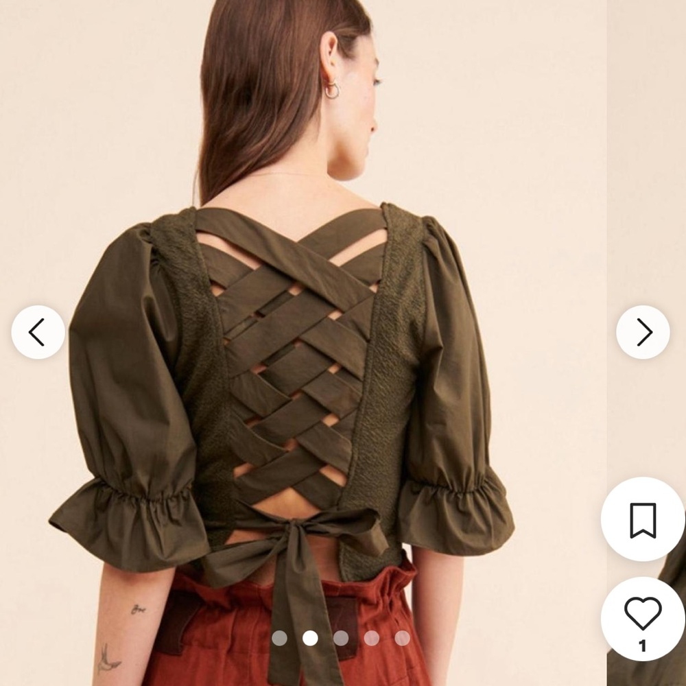 Anthropologie Green Corset Top - Picture 2 of 6